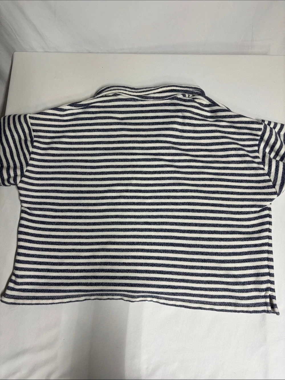 J.Crew 100% Cotton Striped Terry Polo Pullover Navy Cream XL
